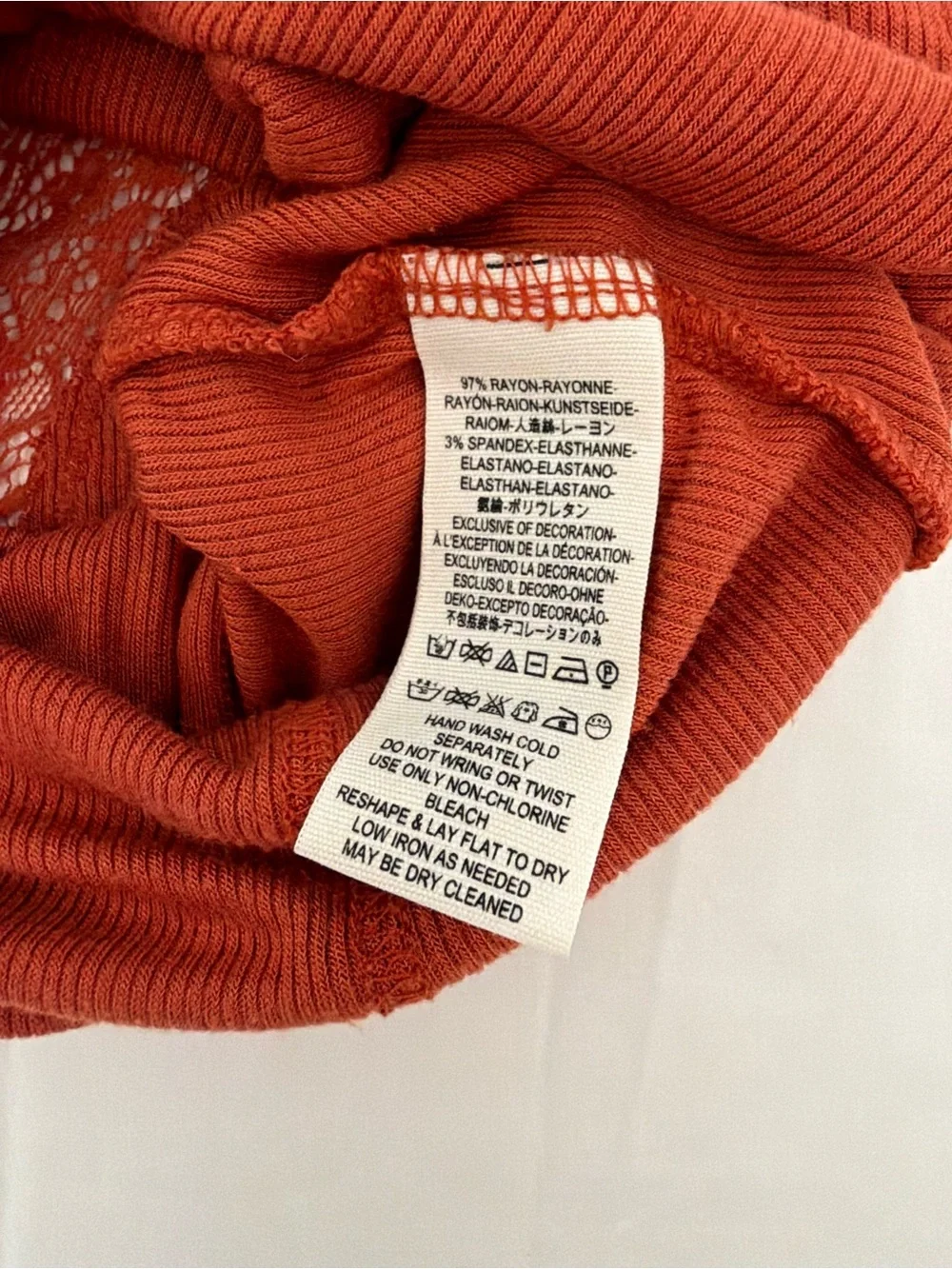 Sleeveless Lace Trim Tank Top - Rust Orange